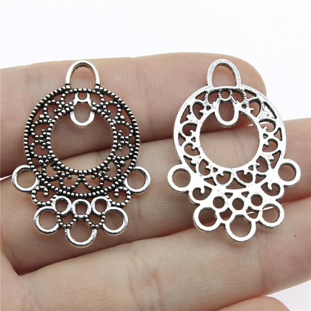 6pcs Antique Silver Color Earring Connector Charms For Jewelry Making Charms Earring Connector Jewelry Findings DIY