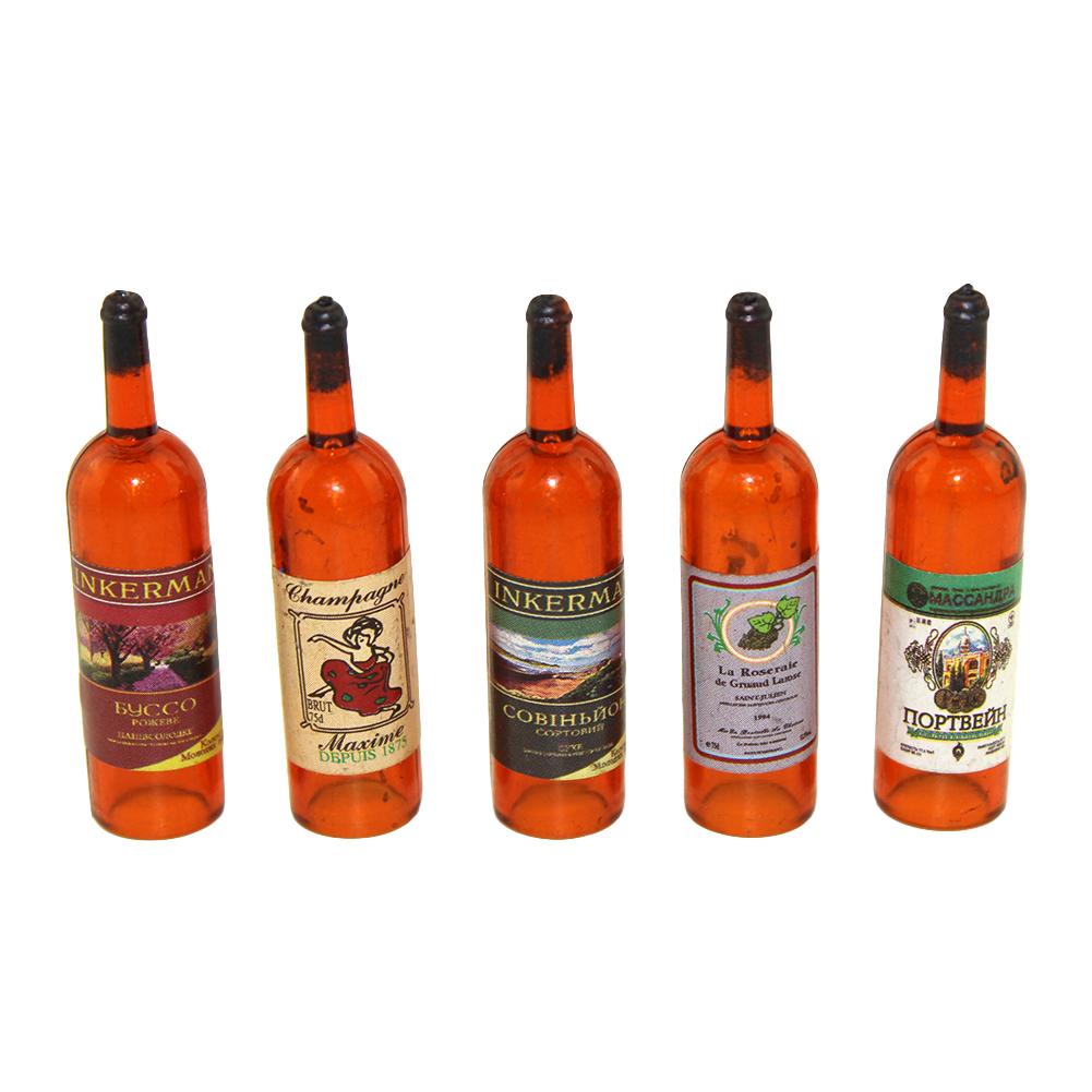 3 stk Miniatyr dukkehus Fairy Garden Simulert tom rødvinsflaske Barneleke