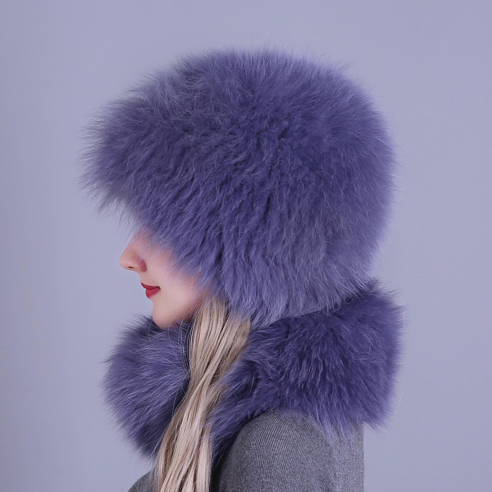 Children Wearing Fur Hats Imitate Fox Fur In Winter