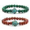 Beads Bracelet Sea Turtle Beaded Elastic Rope Adjustable Boho Decoration Valentines Day Gift Women Men 8mm Natural Faux Stone Friendship Bangle Dating