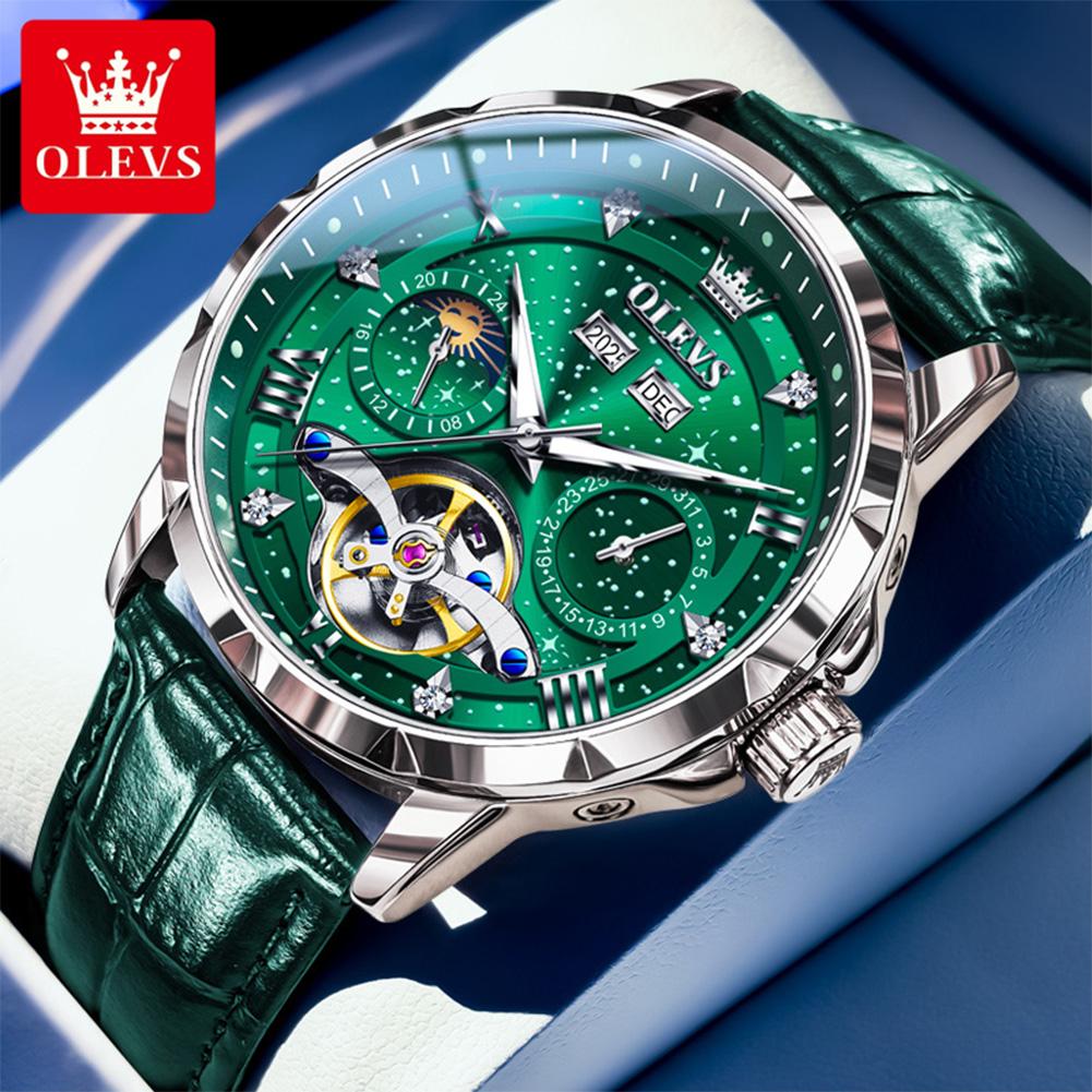OLEVS brand multifunctional luminous starry sky flywheel fully automatic mechanical watch men's watch 6690