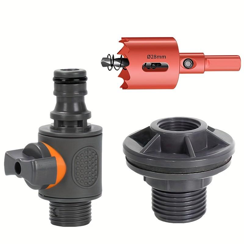 

PC Rain Barrel Spigot Kit – w/ Hole Punch & 1/2 Quick Hose Connector, Garden/Aquarium