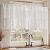 White Lace Window Valance, Sheer Vintage Floral Lace Short Curtain, Light Filtering Valance Curtain with Rod Pocket for Basement Kitchen Window
