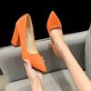 Large size high heels women's autumn new sexy thick heel pointed single shoes shallow mouth patent leather one pedal