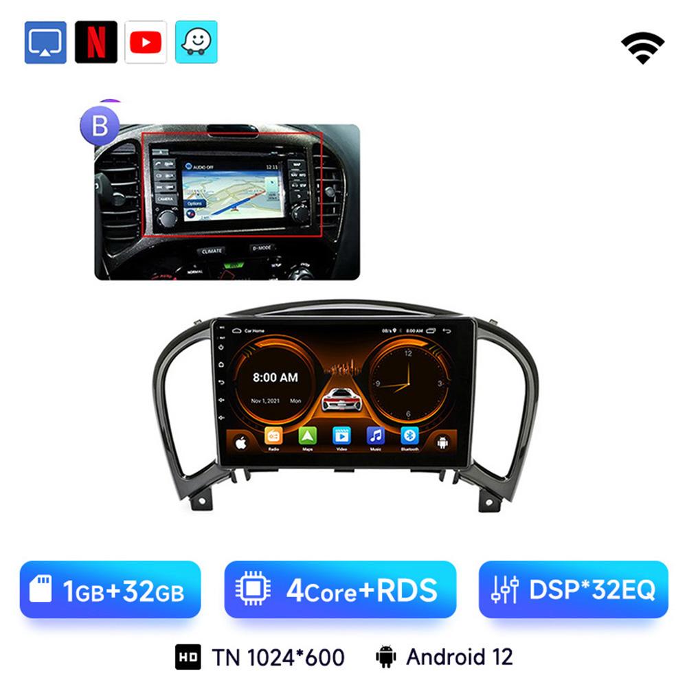 JIUYIN Android 13 Wireless CarPlay Android Auto Radio for Nissan Juke YF15 2010 2011 2012-2014 4G Car Multimedia GPS 2din