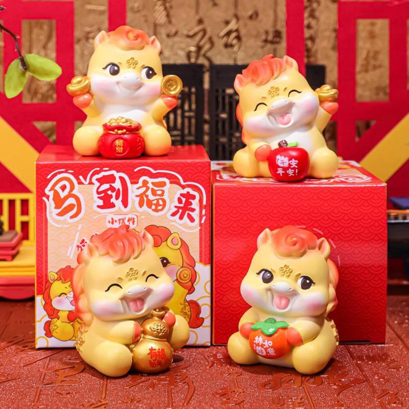 2026 Cute Year Of The Horse Ornament Horse Year Mascot Doll Zodiac Horse Diy Desktop Decoration Car Ornament  Year Gift