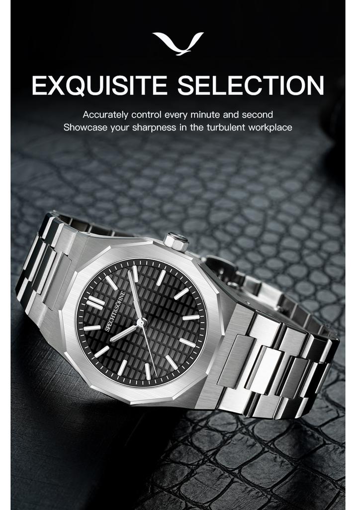 New Fashion Rare Specht & Söhne Men's Watch Ultrathin 38MM Steel Sapphire Crystal VH31 Quartz Wristwatch Relogio Masculino