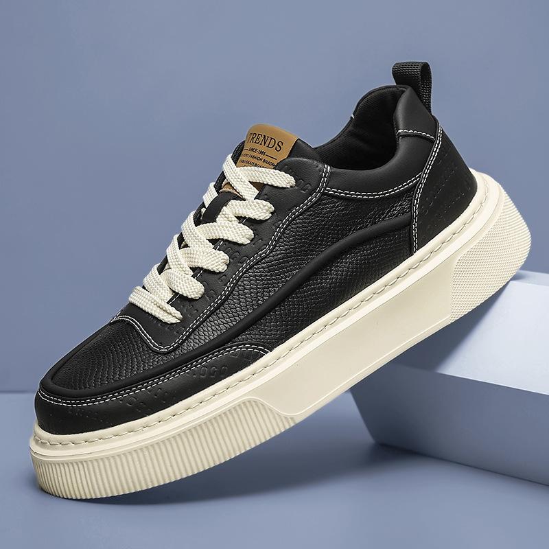 

2025 autumn new men s shoes fashion casual breathable heightened thick baseplate shoes men s Korean version fashion versatile trendy shoes 46 чёрный