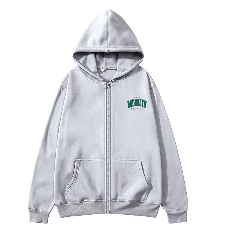 Brooklyn 1898 Zip Hoodie Oversized Hoodie Streetwear Damen Sweatshirt Damen Hoodie Tasche Langarm Brooklyn 1898 Zip Hoodie