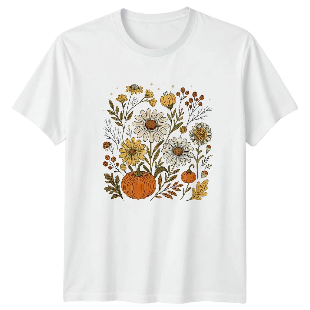 Floral Pumpkin Autumn Seasons Graphic Tee Unisexs Unisexs TShirt