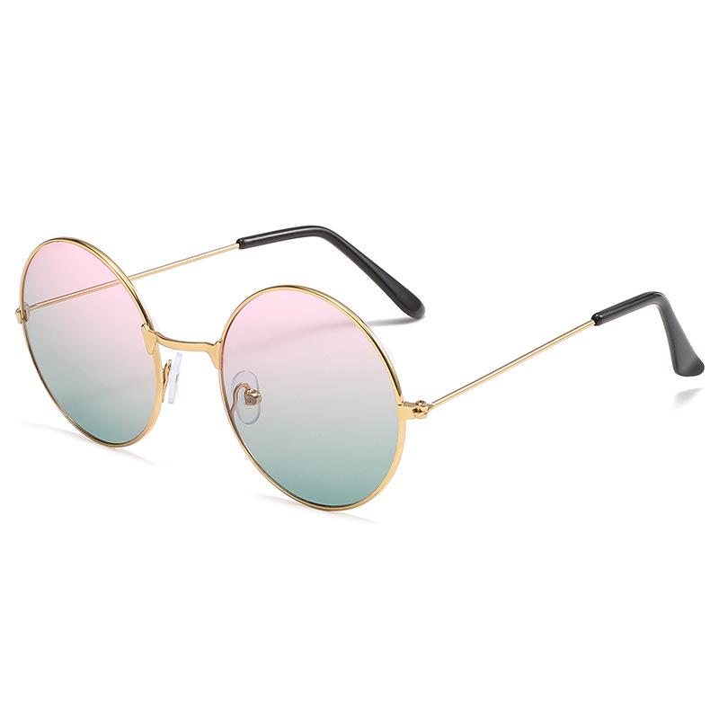 Retro Round Sunglasses with Ocean Lenses - Trendy Colorful Round Frame