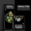 Handyhülle mit Vintage-Blumen-Motiv, botanischer Marmor, für Samsung Galaxy Z Flip 3, 4, 5, schwarze faltbare Handyhülle, harte Schutzhülle