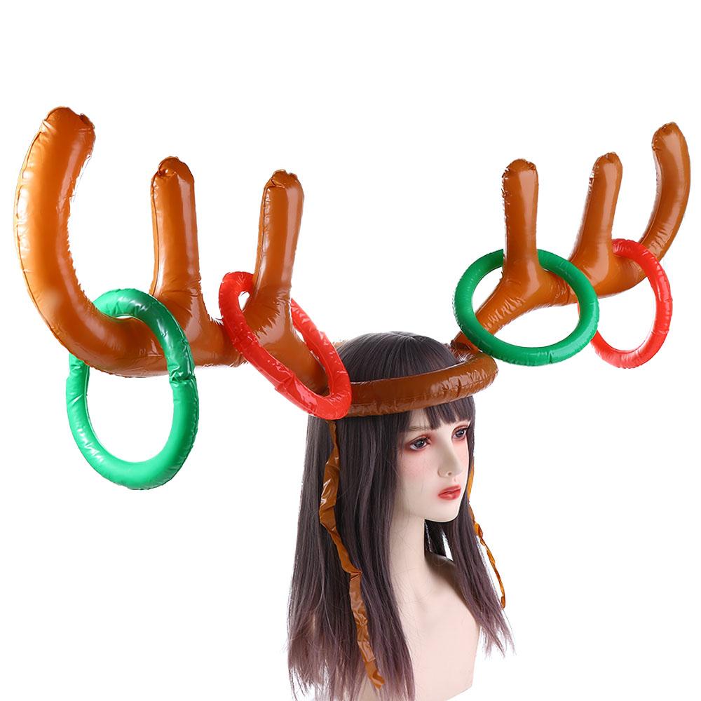 Festival Reindeer Ring Toss Inflated Toys Ferrule Game Inflatable Antler Hat Christmas Headband