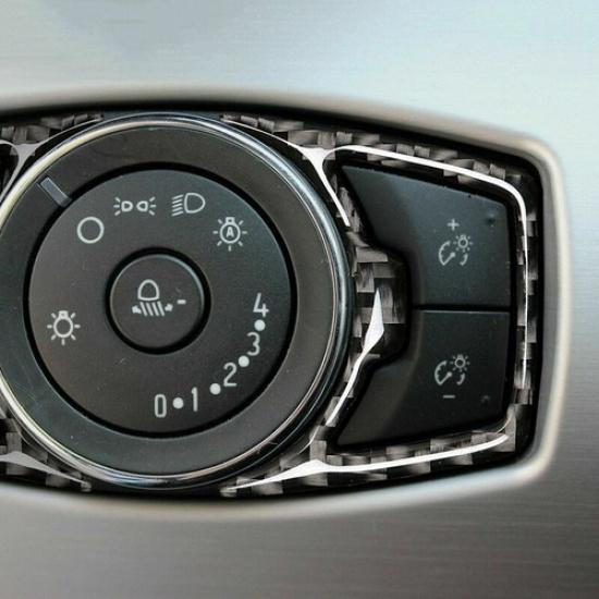 Real Carbon Fiber Headlight Switch Sticker Decoration Fit For Mustang 2015-