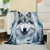 1PC Throw Contemporary Style Printed Power Wolfs Animals Flannel Blanket for Couch Bed Sofa Comfy Warm blankets Perfect Gifts