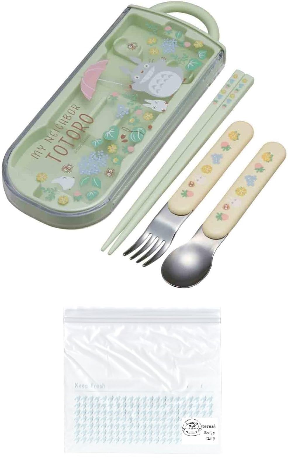 

Ghibli Trio Set Палочки для еды Ложка Вилка Футляр для палочек для еды Bento Палочки для еды Выдвижной тип Сделано в Японии Можно мыть в посудомоечной машине Антибактериальный Studio Ghibli Мой