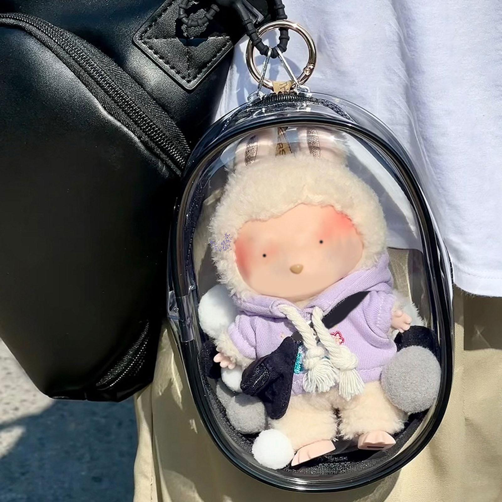 

Clear Figures Display Bag, Portable Figures Storage Bag with Keychain, Mini Doll Hanging Blind Box, Single Zipper Closure Dustproof Collectibles Case чистий