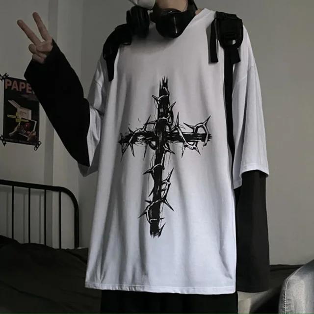 T-shirt da uomo Autunno Abbigliamento da uomo Anime Casual Manica Lunga Oversize Y2K T-shirt Harajuku Streetwear Academia Hip Hop Magliette