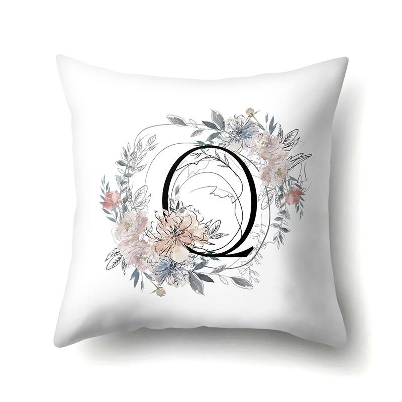 Polyester Pillowcase Simple and Fresh Xiaohua Home Furnishing 26 English Letter Printed Waist Cushion Pillowcase