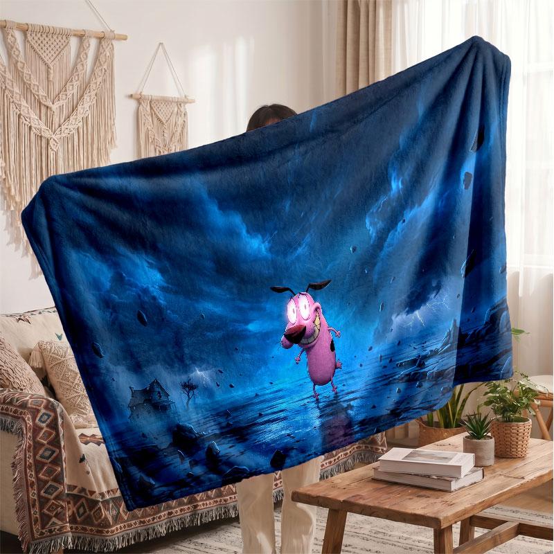 Warm Flannel BlanketCourage the Cowardly Dog Soft Cozy Throw Blanket for Bedroom Couch
