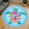 1pc Turtle Flowers Round Chair Mat Area Rug - Non-Slip, Floor Mat for Office, Bedroom, and Indoor Decor C1125117