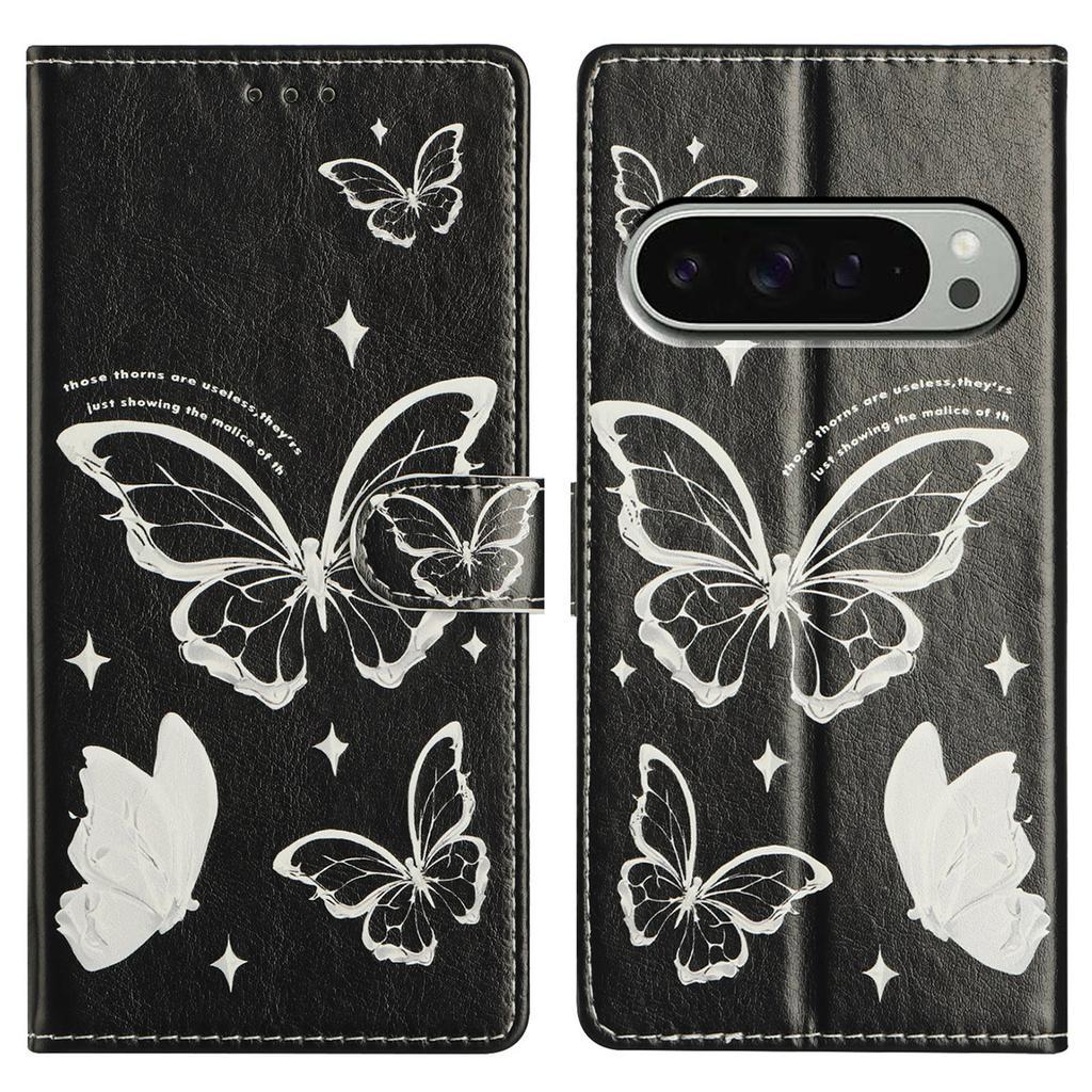 For Google Pixel 9 Pro XL Case PU Leather Wallet Phone Cover with Stand Pattern Painted
