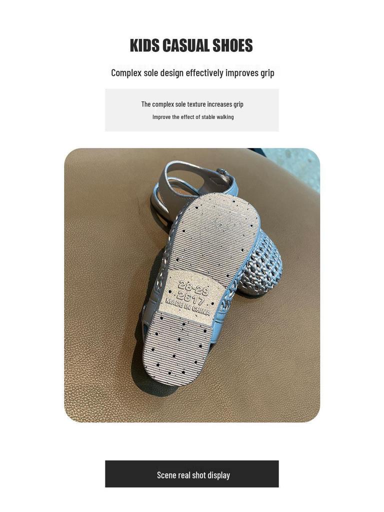 2025 Summer New Girls' Woven Turban Sandals - Soft Sole Toddler Princess Shoes