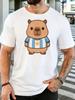 Cute Capybara In Argentina Jersey Graphic Mens Cotton Crew Neck Short Sleeve Tee Loose Casual S