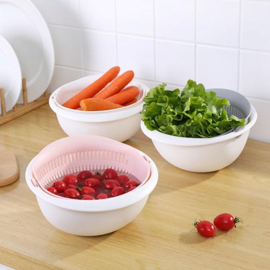 Drain Basket 360 Degree Free Rotation Detachable Double Layer Fruit Vegetable Drain Colander for Home