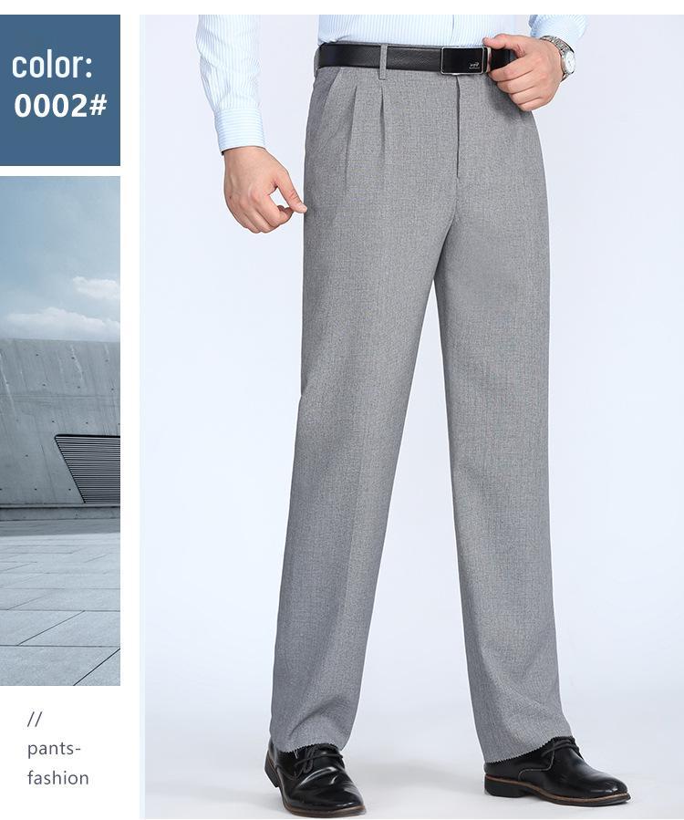 Herren High Waist Seidenkleiderhosen - Sommer Dünn, Locker Geschnitten, Gerade Bein Hose