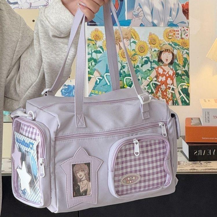 New Y2K Cute Ita Shoulder Bag Ins Girl Transparent Bag Large Capacity Comic Exhibition Crossbody Bag DIY Display Travel Handbags