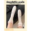 Double-layer Ruffled Three-dimensional Cut Mid-tube Slouch Socks, Thin Summer Black and White Solid Color Vintage Socks for Women, Japanese Style JK