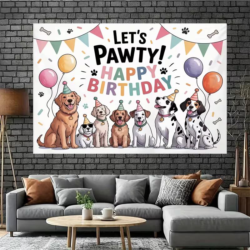 Sfondo 2D Carino Zampa di Cane Multi-Razza per Compleanni e Decorazioni per Bambini