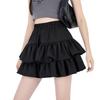 Women's Summer Black A-line Puff Short Skirt - Elastic Waist, Slimming, Anti-Exposure.