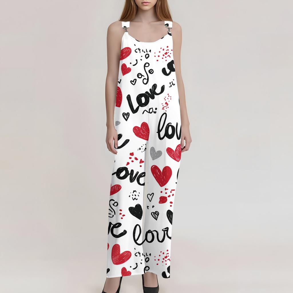 Women's  Overalls  Print Vintage Jumpsuit ,Non,Adjustable Straps,