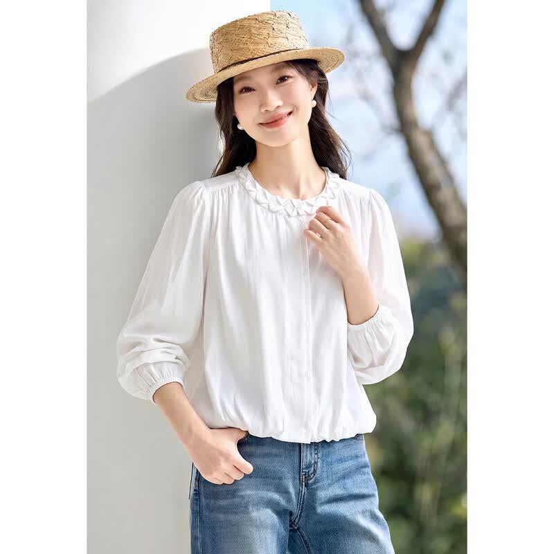 TERRE BLEUE Women s Casual Long-Sleeve Shirt M