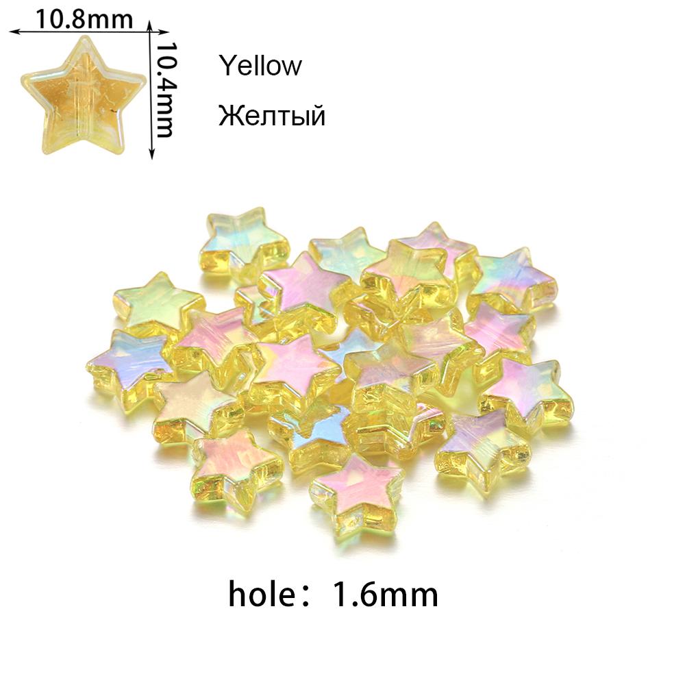 

100pcs Acrylic Spacer Loose Beads Five-pointed StarTransparent Rainbow Color Beads For Jewelry Making Needlework Accessories 100pcs жовтий