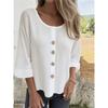 Top da Donna, Nuove T-shirt Larghe Europee e Americane, Cardigan con Bottoni in Cotone e Lino a Girocollo, Camicie Casual