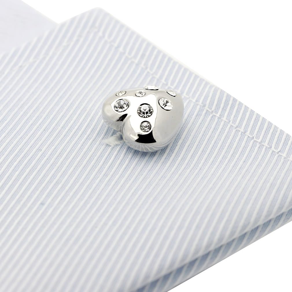 Cufflink Specialty Store CUFF Silver Heart Crystal Cufflinks Cufflinks Cufflinks N00193
