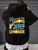 Men's Jesus Lemonade Christian Graphic Hoodie - Cotton Blend Loose Fit Sweatshirt with Kangaroo Pocket & Pullover Suitable for Out