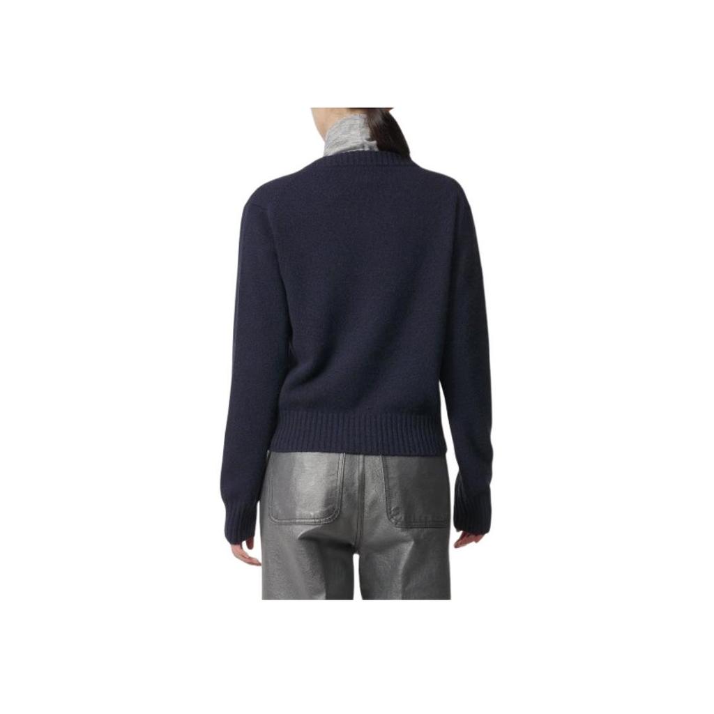 Amiparis Solid Color Button Knit V-Neck Sweater Women sweater Blue FKC127005430