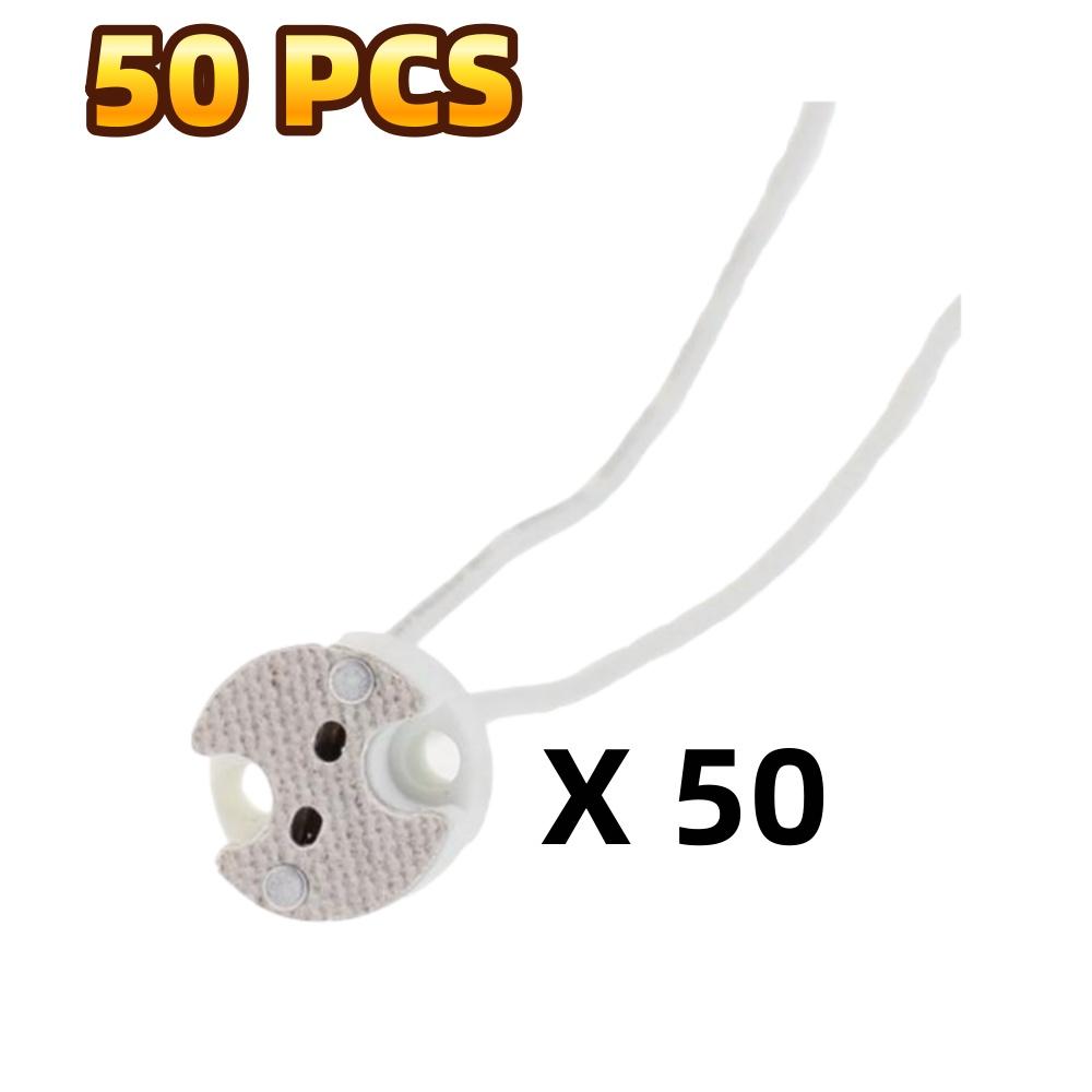 

50 Pcs MR16 GU10 Lamp Base Light Holder Socket Ceramic Connector Adapter with Wire for Mr16/Gu10 LED Halogen Lamp