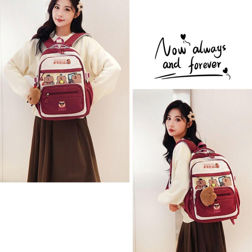 Cartoon Capybara Backpack Casual Style Casual Shoulder Bag Trendy School Bag  Travel