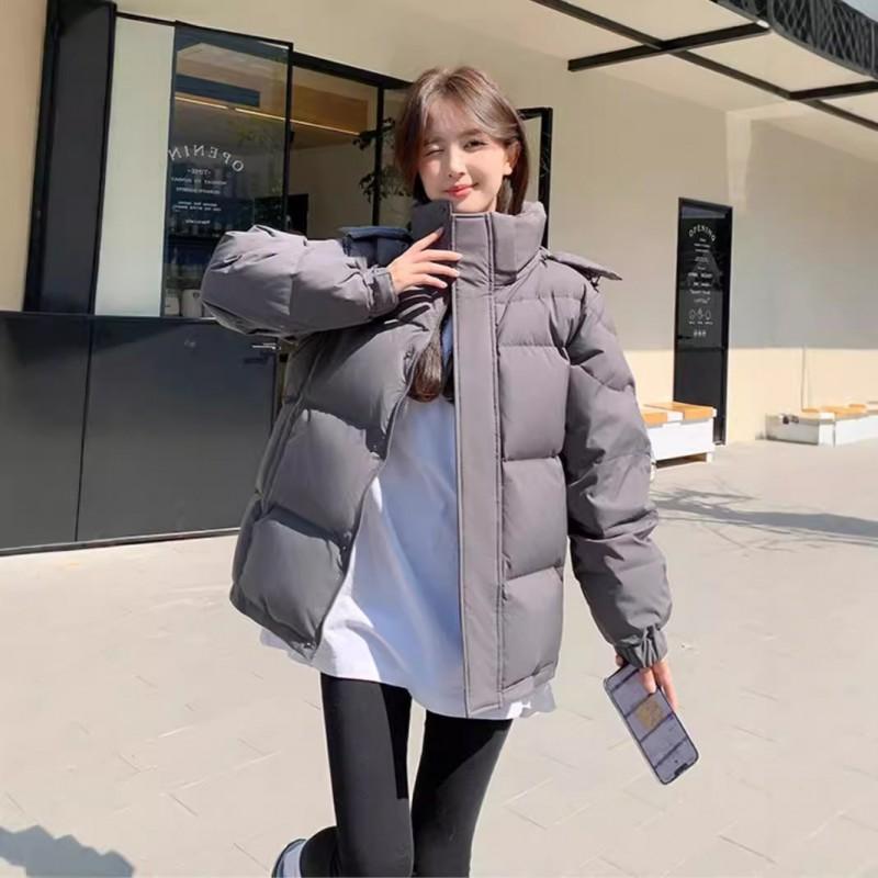 Womens White Duck Down Puffer Jacket Short Loose Hooded Winter Warm Coat Daily Casual Wear