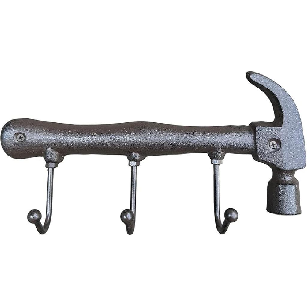 Retro Vintage Key Rack Holder Hooks Cast Iron Wrench Spanner Shape Decorative Wall Mounted Antique Man Cave Garage Tool Holder Coat Hat Rack Hanger