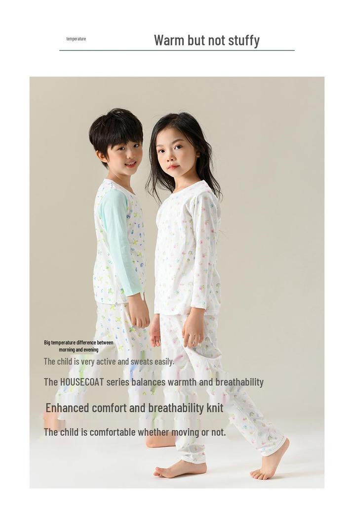 Pure Cotton Baby Pajama and Underwear Set: Thin Long Sleeve AC Suit for Summer Home Wear