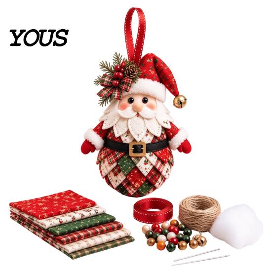 Handcrafted Holiday Display Items DIY Patchwork Ornament Kit for Christmas Decoration, Decorative Fabric Party Materials Craft Set with Traditional