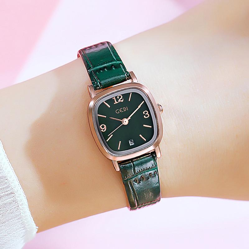 Korean Classic Vintage Square Belt Women'S Fashion Trend Compact Student Calendar Quartz Waterproof Watch