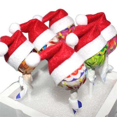1set 6pcs New Fashion Christmas Lollipop Hat Christmas Non-woven Small Hat for Brincos Christmas Day Girl Gift