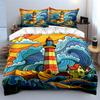 Lighthouse Themed Wall Art Set Multiple Sizes Kid'S And Adults' Bedroom Exquisite 3Pc Bedding Set, Gift